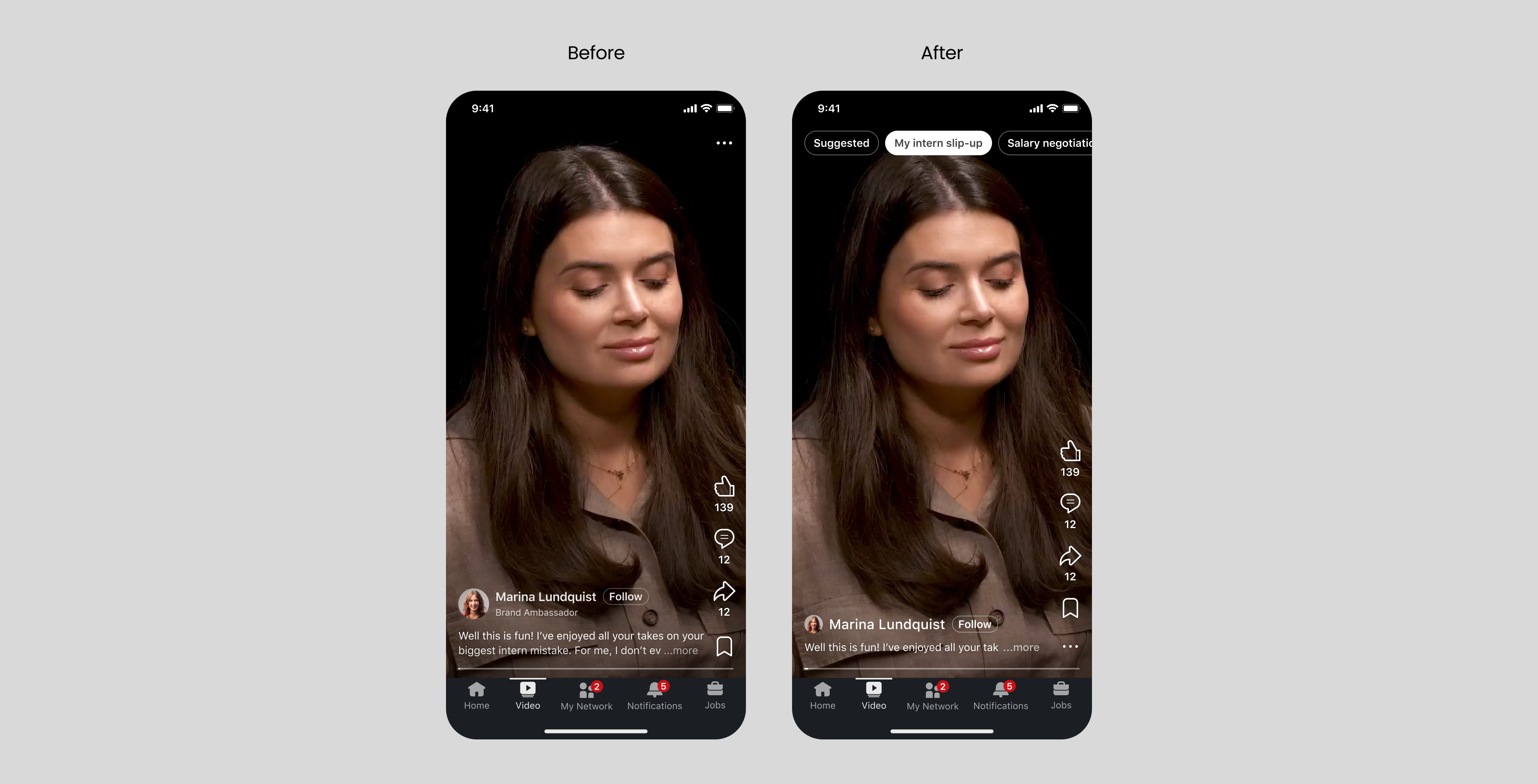 LinkedIn Video simplified topic-based experience