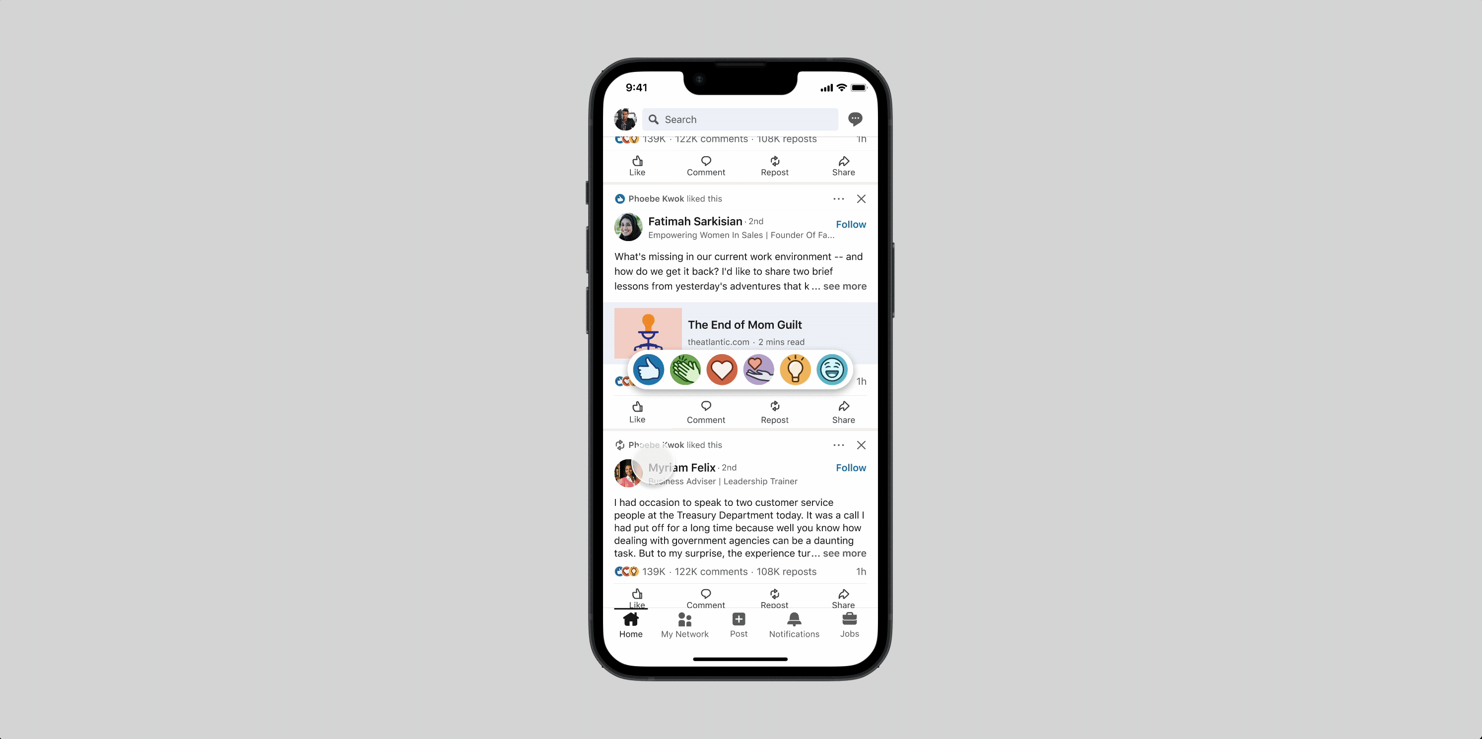 LinkedIn Reactions interaction animation